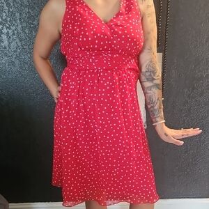 Red Polka Dot Sleeveless Dress